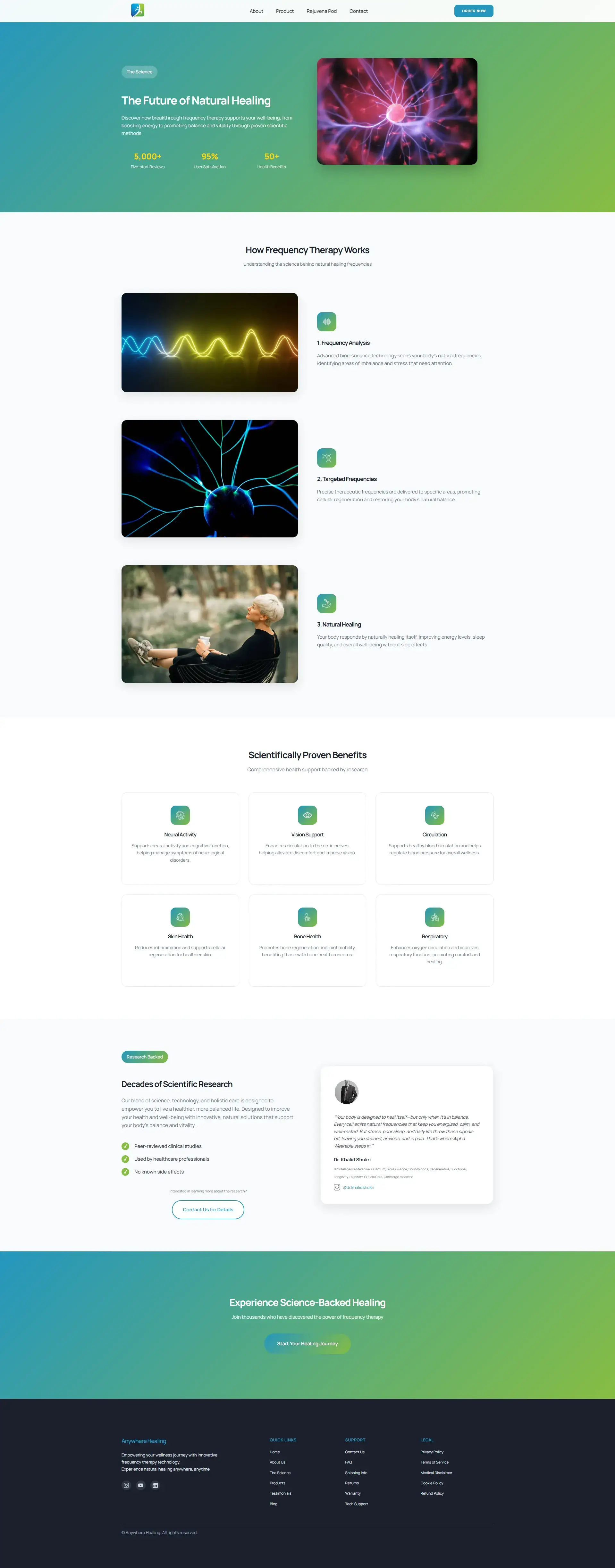 Brand mission page for Anywhere Healing, with clean typography and an accessible reading layout.