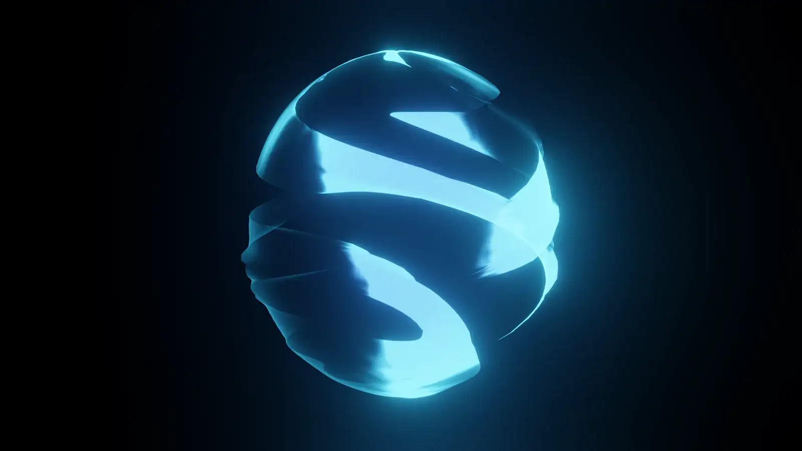 Glowing blue energy sphere 3D model with electric light around it, view 2