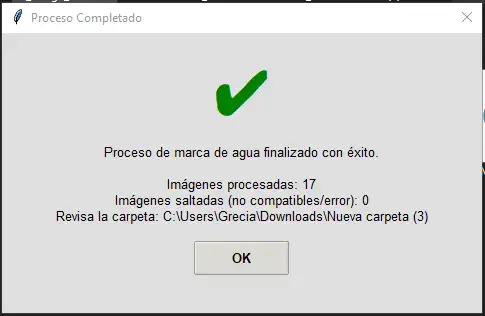 BWM free bulk image watermark maker: the desktop app settings, a process completed dialog and the command line version, view 3