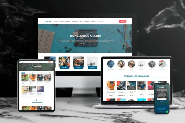 Comprehensive multi-device responsive UI showcase of the Cedir platform across smartphone, tablet, laptop, and desktop displays.