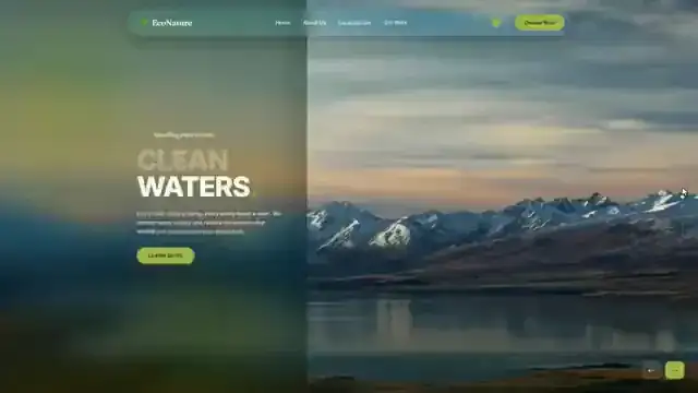 EcoNature glassmorphism website redesign shown on desktop, laptop, and mobile screens with a foggy forest hero section