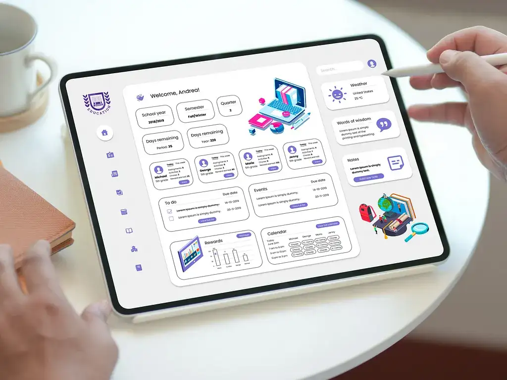 Gamified interface design for ADHD accessibility, with progress bars and achievement badges, by Grecia V.