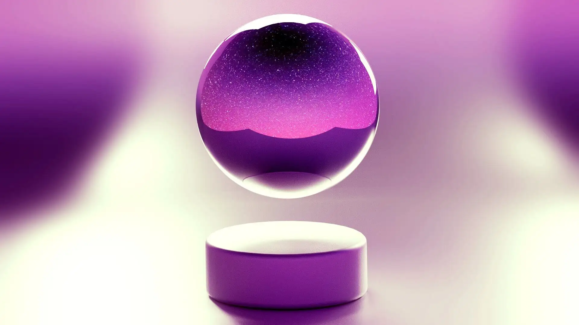 Free 3D model of floating magic spheres reflecting a galaxy and stars, view 2