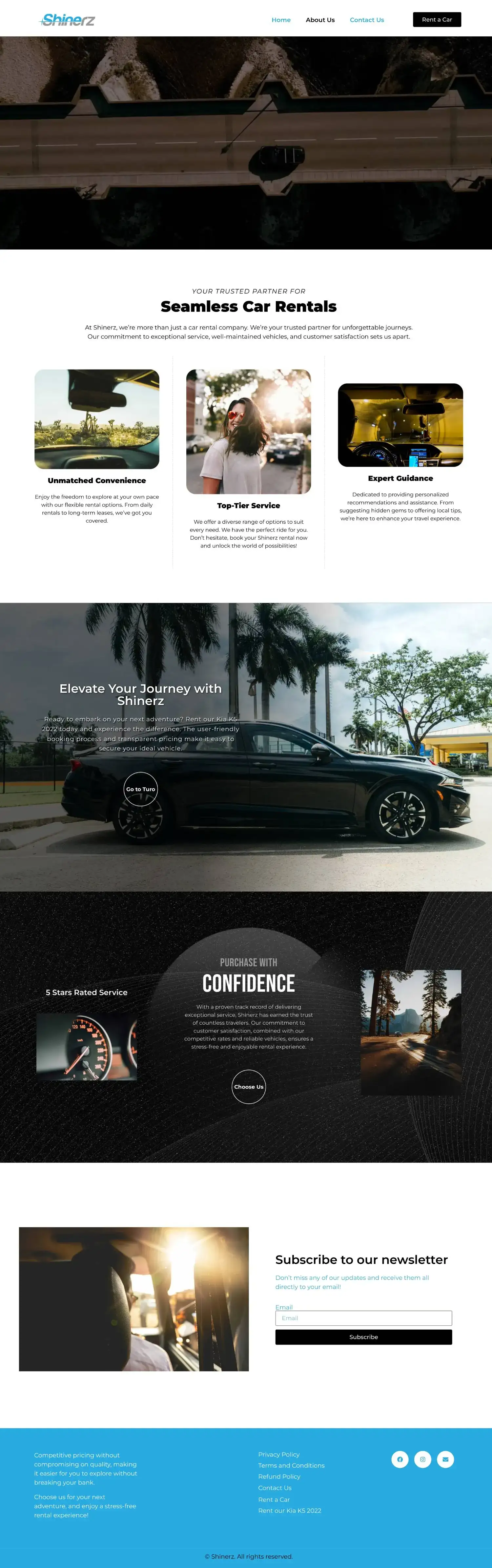 About section for the car rental business, presenting the fleet and the company's background.