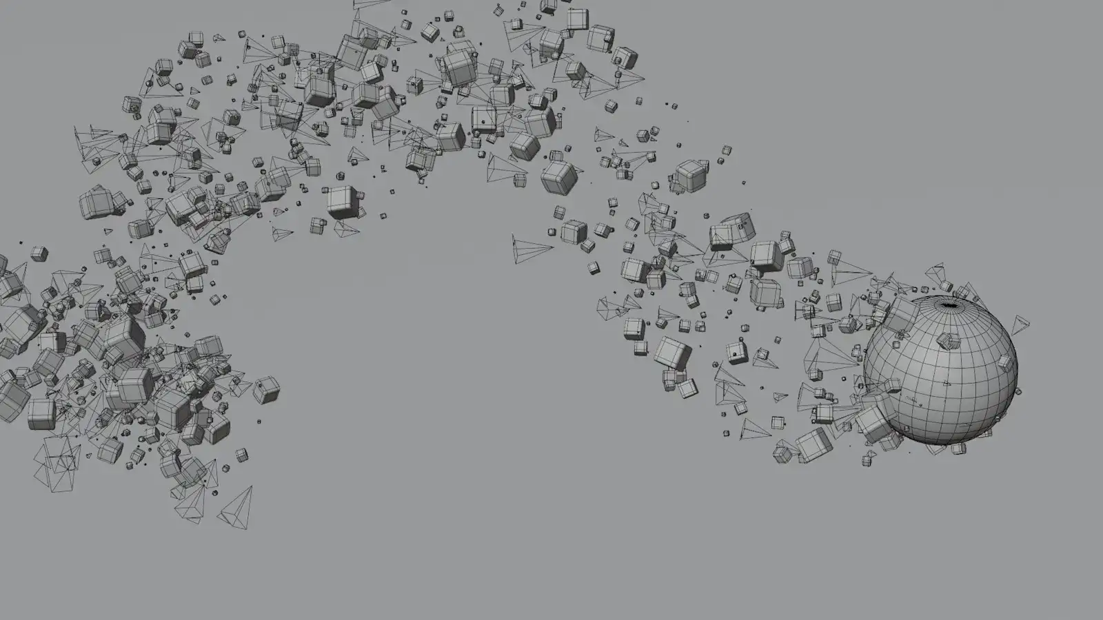 Animated ball emitting glowing particles in a seamless loop, view 2