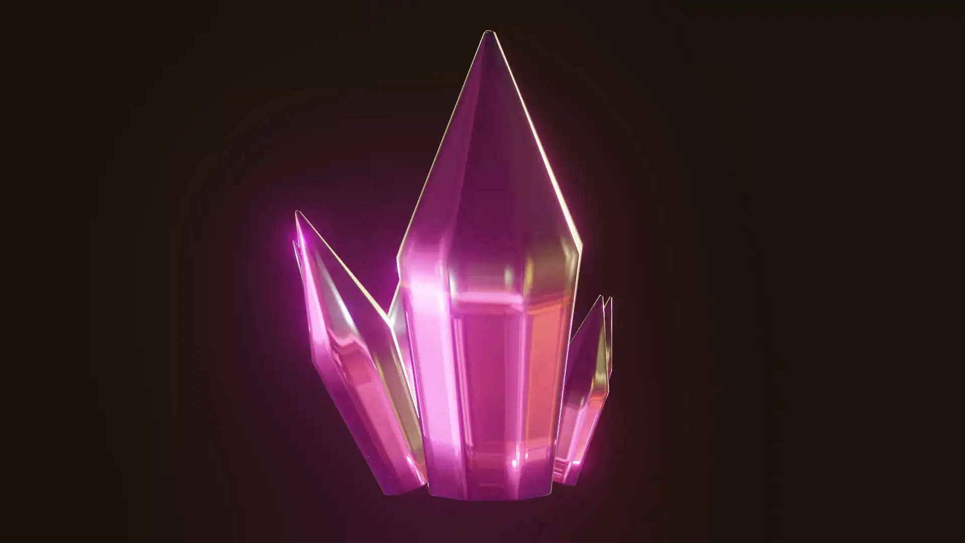 Pink crystal gem free 3D model in low poly, stylized fantasy RPG style, view 3
