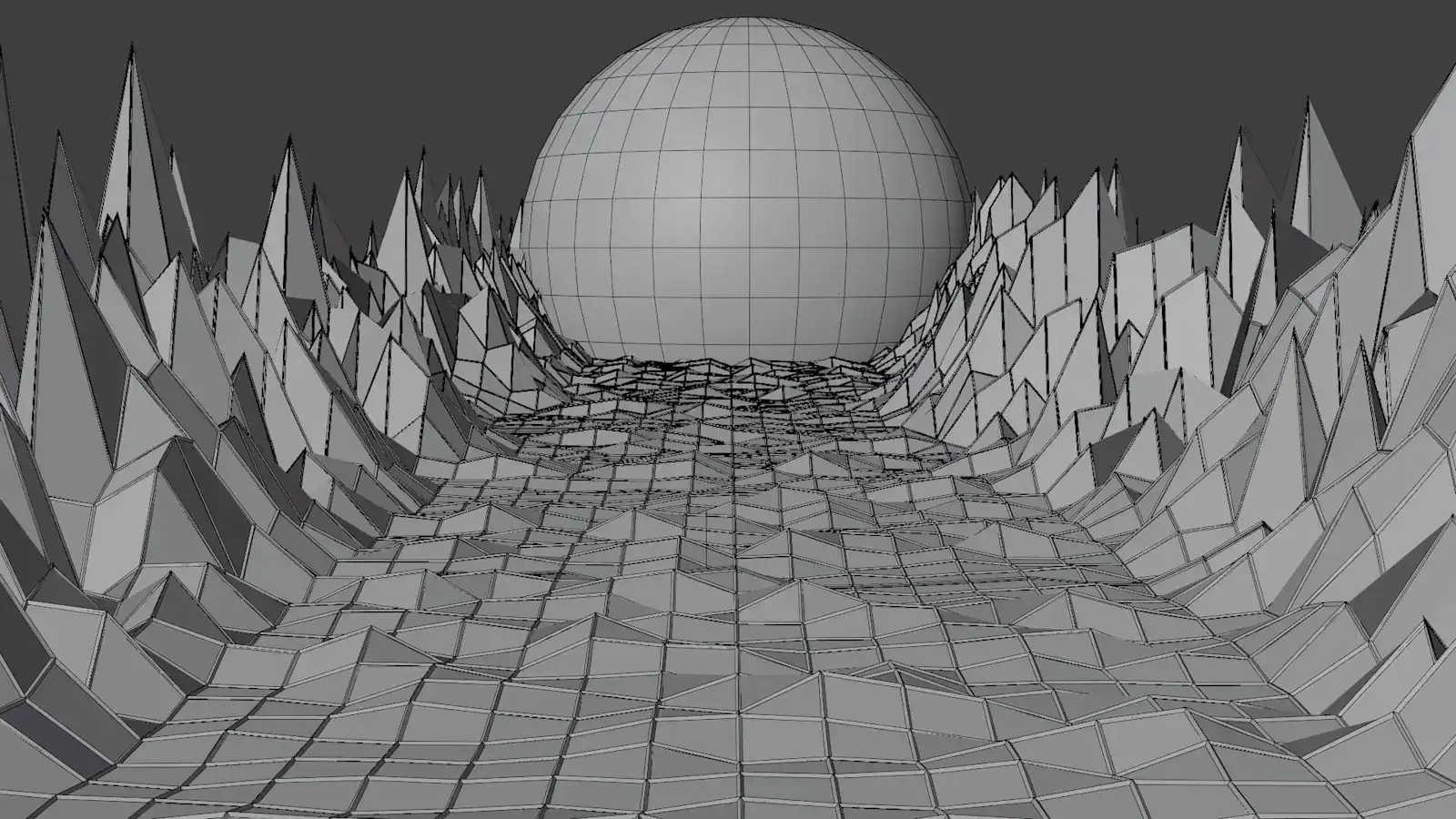 Animated retrowave scene with a striped neon sun over a glowing grid, view 3