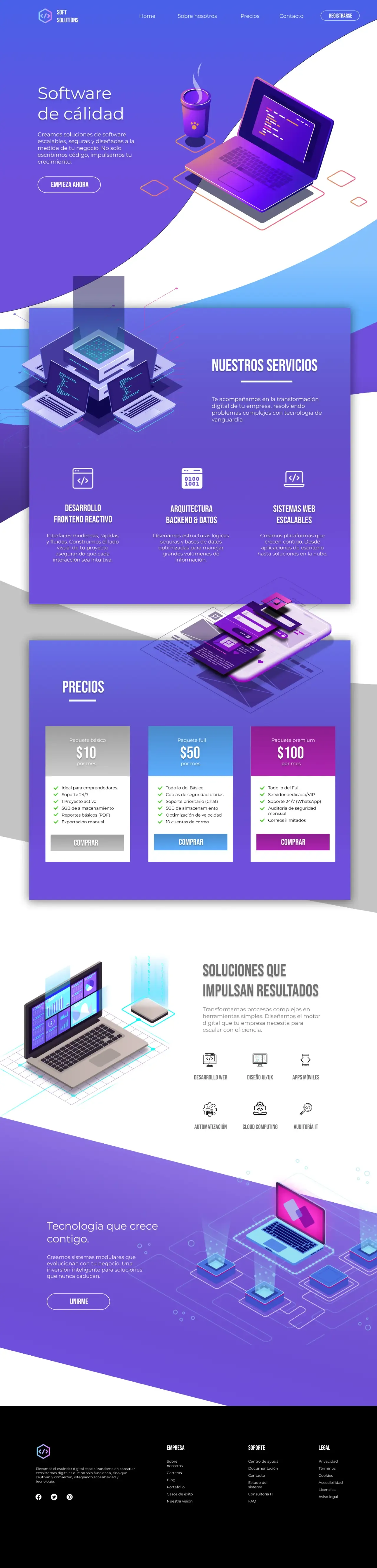 Soft Solutions landing page