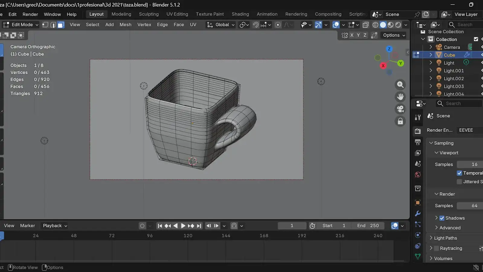 Glossy square ceramic coffee mug 3D model, view 3
