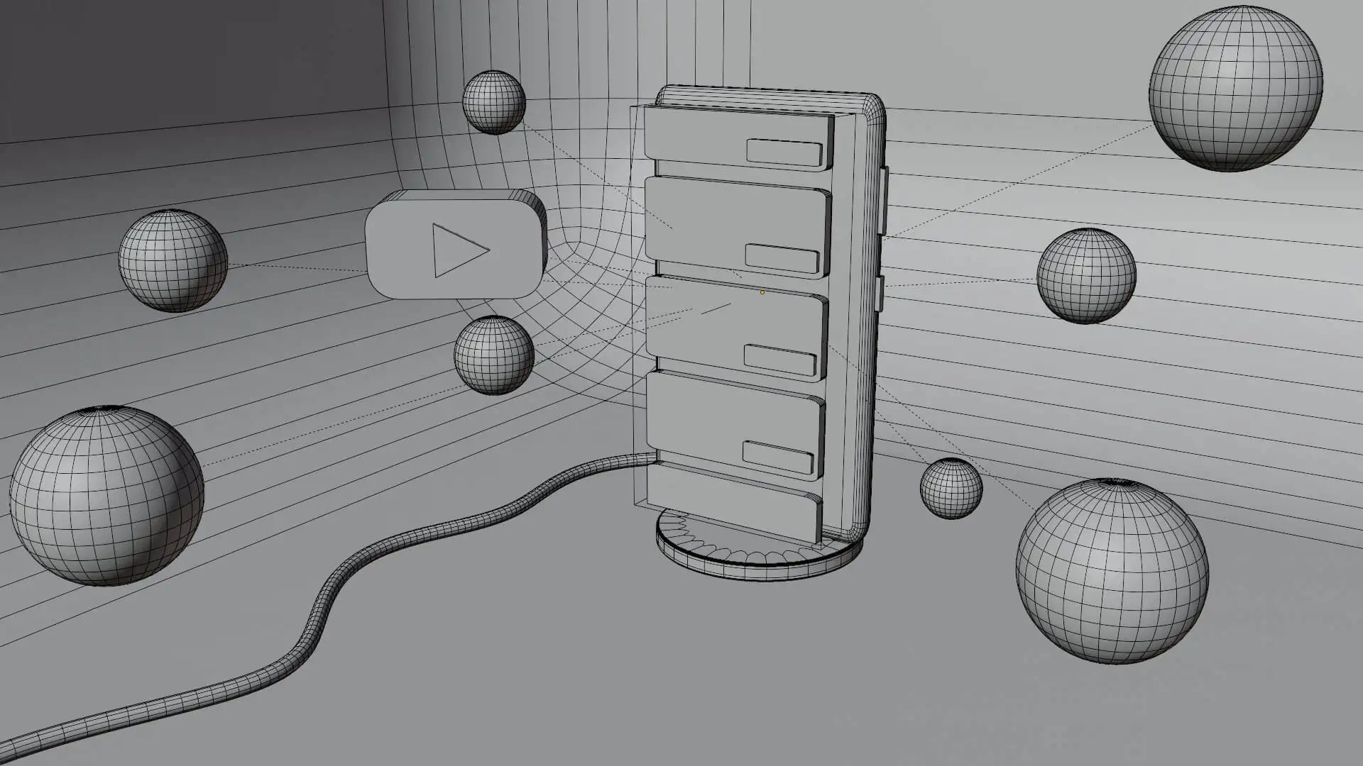 Free 3D model of a stylized smartphone showing a social media user interface, view 3