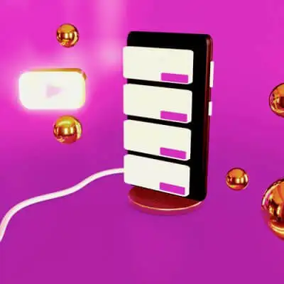 Free 3D model of a stylized smartphone showing a social media user interface