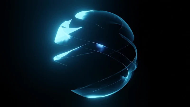 Glowing blue energy sphere 3D model with electric light around it