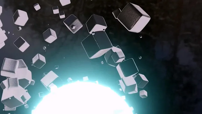 Animated ball emitting glowing particles in a seamless loop