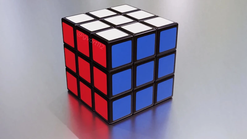 Scrambled Rubik's cube 3D model with mixed colored faces