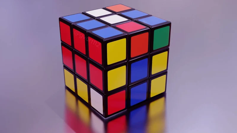 Solved Rubik's cube 3D model with every face in one color